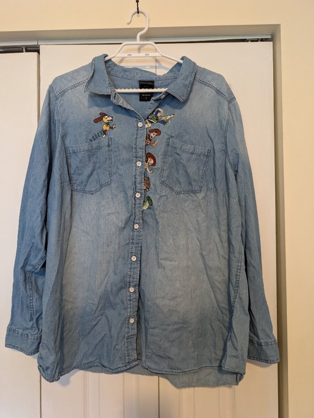 Faux Denim Toy Story Button Up